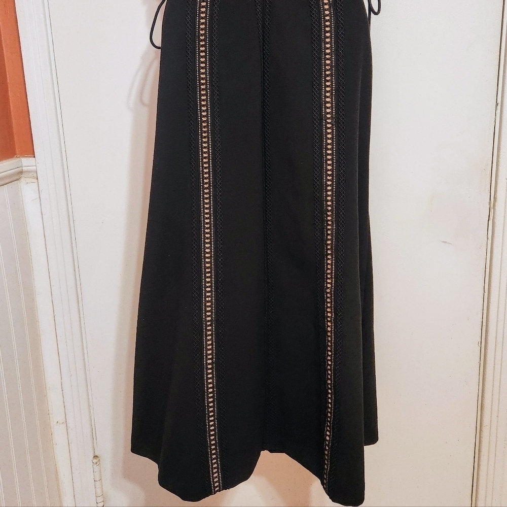 Self Portrait Black Nude Lace Ruffle Midi Fit And Flare Dress Size 4 - Picture 8 of 12